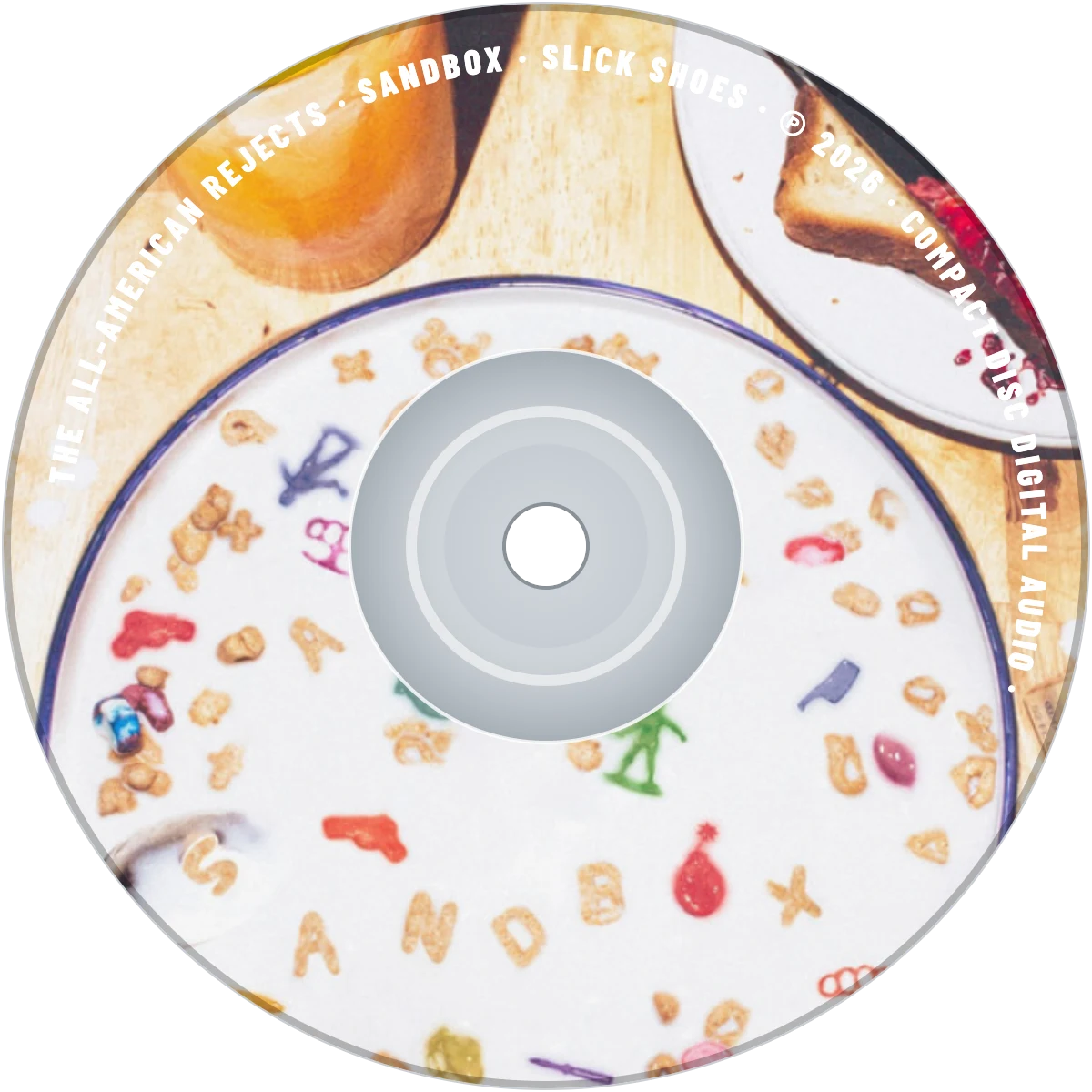 The Sandbox CD: the cereal bowl artwork printed on the disc